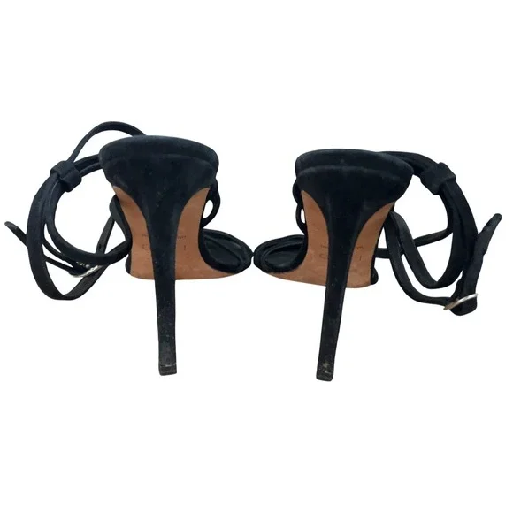 IRO Paris Romy Black Strappy Suede Sandal Stiletto Heels Size 38 - Picture 4 of 11